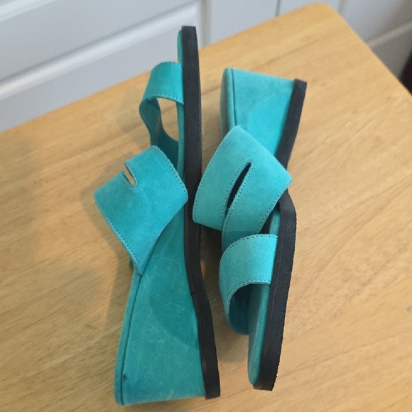 Almalfi by Rangoni - Turquoise Suede Women's Sandals - Picture 8 of 8
